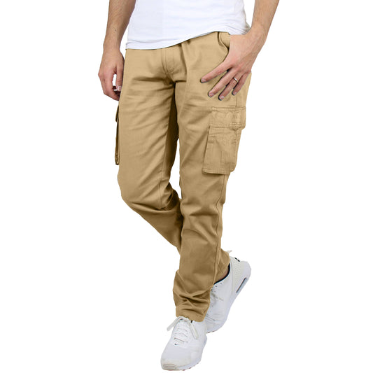 Men's Flex-Stretch Cotton Cargo Pants, 31-Inch Inseam: Khaki