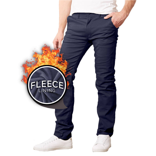 Men’s Heavyweight Fleece-Lined Stretch Chino Work Pants: Navy / 36