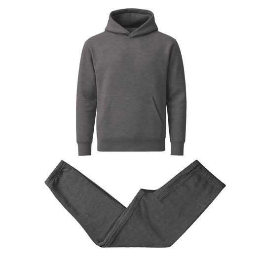 Men's Heavyweight Soft Fleece Pullover Hoodie & Jogger Set: Dark Gray / 2XL